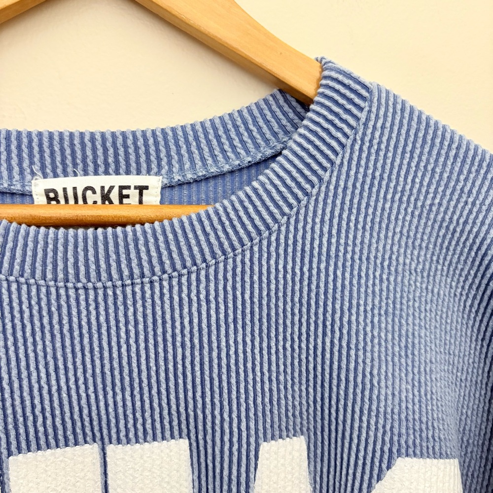 Bucketlist Texas Sweatshirt Rib Cord Comfy Graphic denim‎ blue Size L - Picture 7 of 10